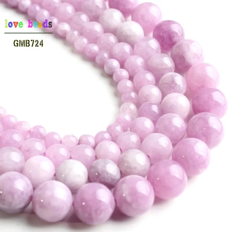 Stone Beads Purple Angelite Round Spodumene Strand for DIY Jewelry Making