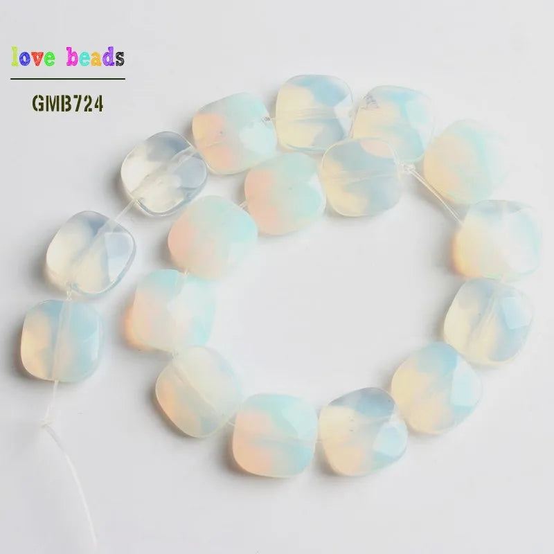 Stone Beads Faceted Turquoises-Style Agates Square Bracelet Strand Craft Beads