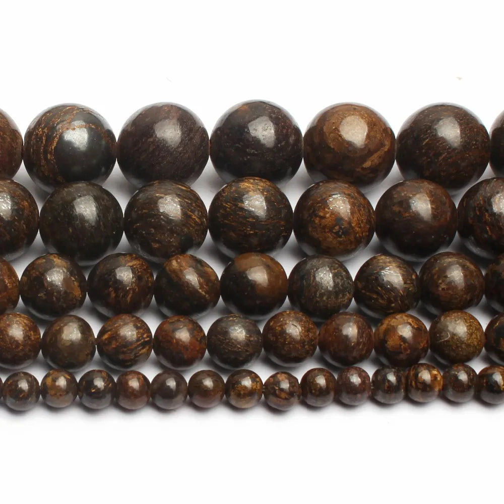Stone Beads Round Brown Bronzite-Style Spacers for DIY Jewelry Making