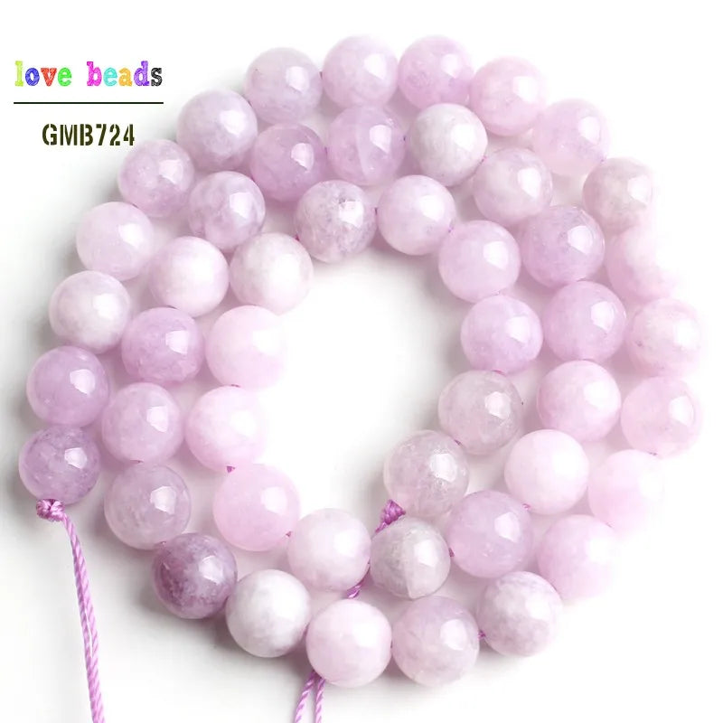 Stone Beads Purple Angelite Round Spodumene Strand for DIY Jewelry Making