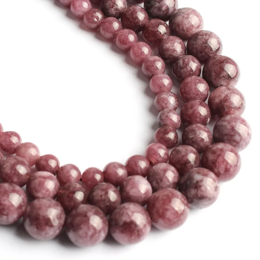 Stone Beads Round Purple Lepidolite-Style for DIY Jewelry Making Craft Beads
