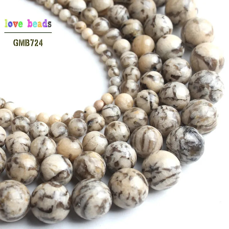 Stone Beads Round Sodium Feldspar-Style for DIY Jewelry Making Bracelet Supplies