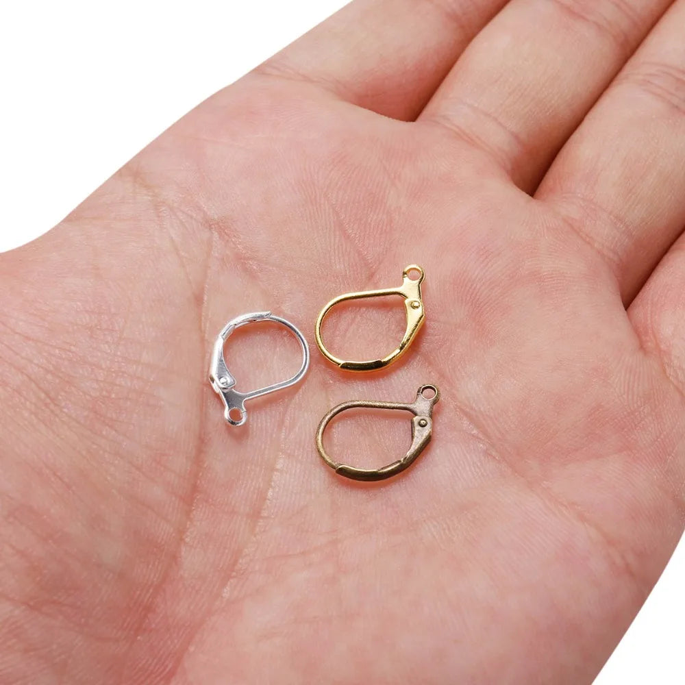 Earring Hooks French Gold Gunmetal Color Settings DIY Jewelry Making