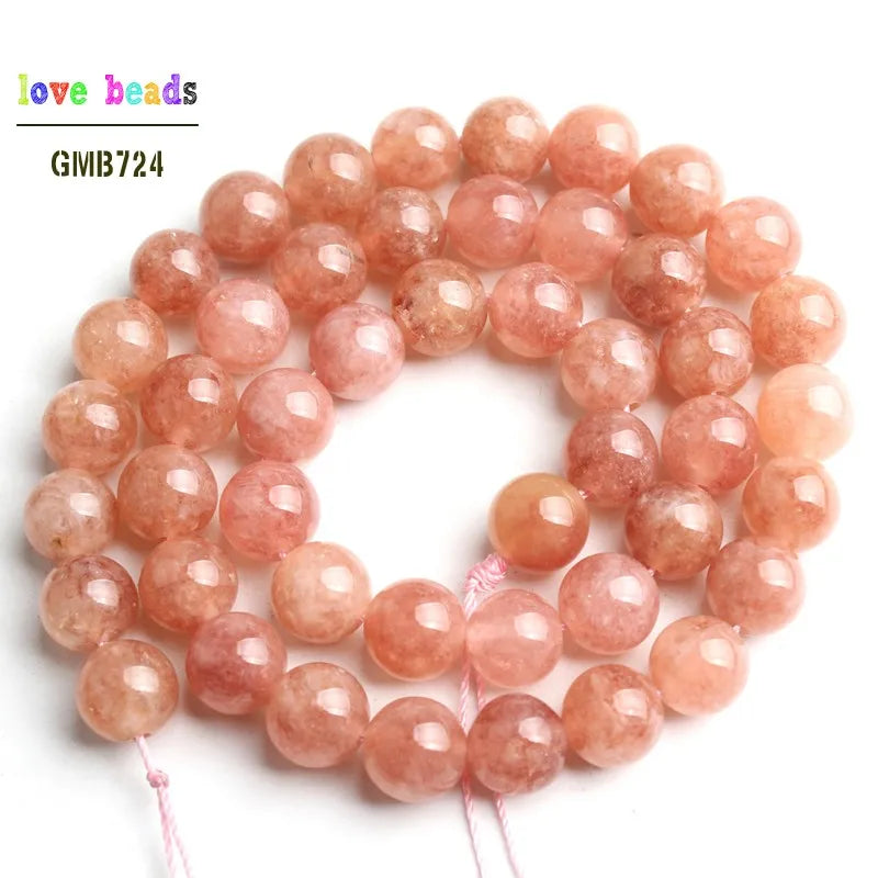 Stone Beads Round Nude Angelite Sunstone Styles for DIY Jewelry Making