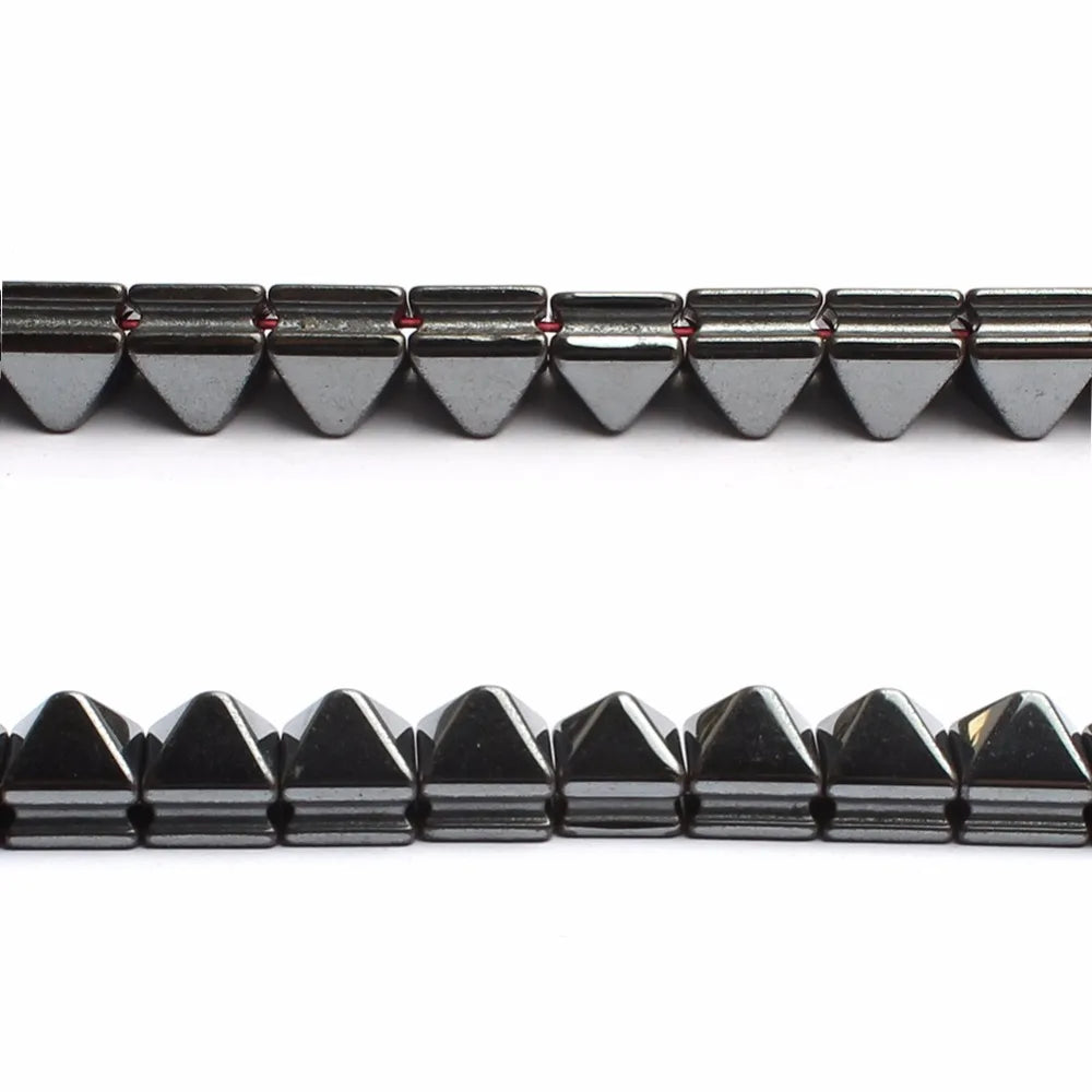 Stone Beads Smooth Gold Sivler Black Plated Hematite Pyramid Bracelet Supplies