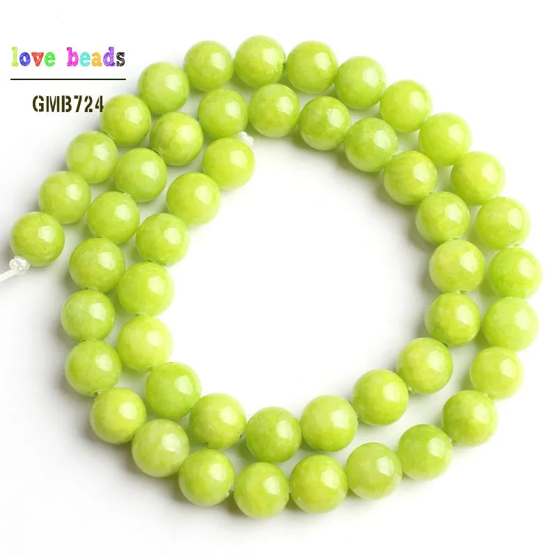 Stone Beads Lemon Green Jades-Style Round Strand Bracelet for DIY Jewelry Making