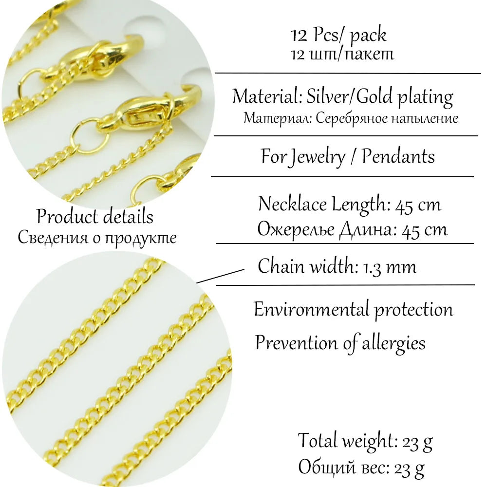 Necklace Chains Gold Color with Lobster Clasps DIY Jewelry Making Craft Supplies