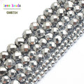 Stone Beads Silver-Plated Faceted Hematite Round Spacer for DIY Jewelry Making