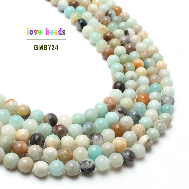 Stone Beads Colorful Round Amazonite-Style Spacers for DIY Jewelry Making