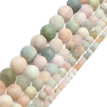 Stone Beads Matte Round Morganite Agate Tiger Eye Styles for DIY Jewelry Making