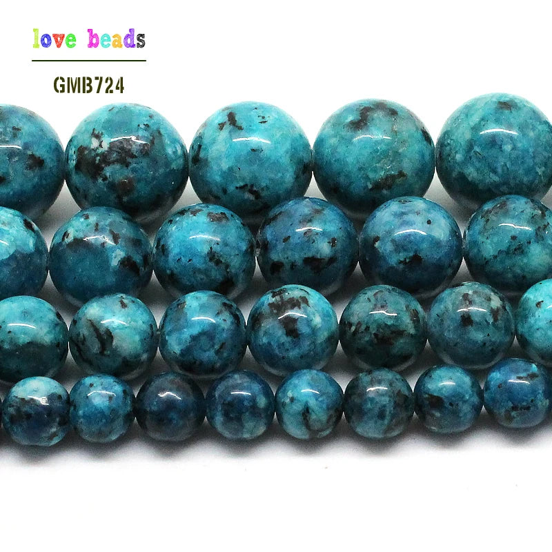 Stone Beads Round Blue Spot Pattern for DIY Jewelry Making Bracelet Supplies