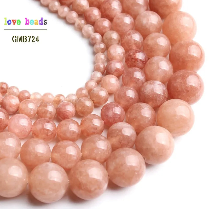 Stone Beads Round Nude Angelite Sunstone Styles for DIY Jewelry Making