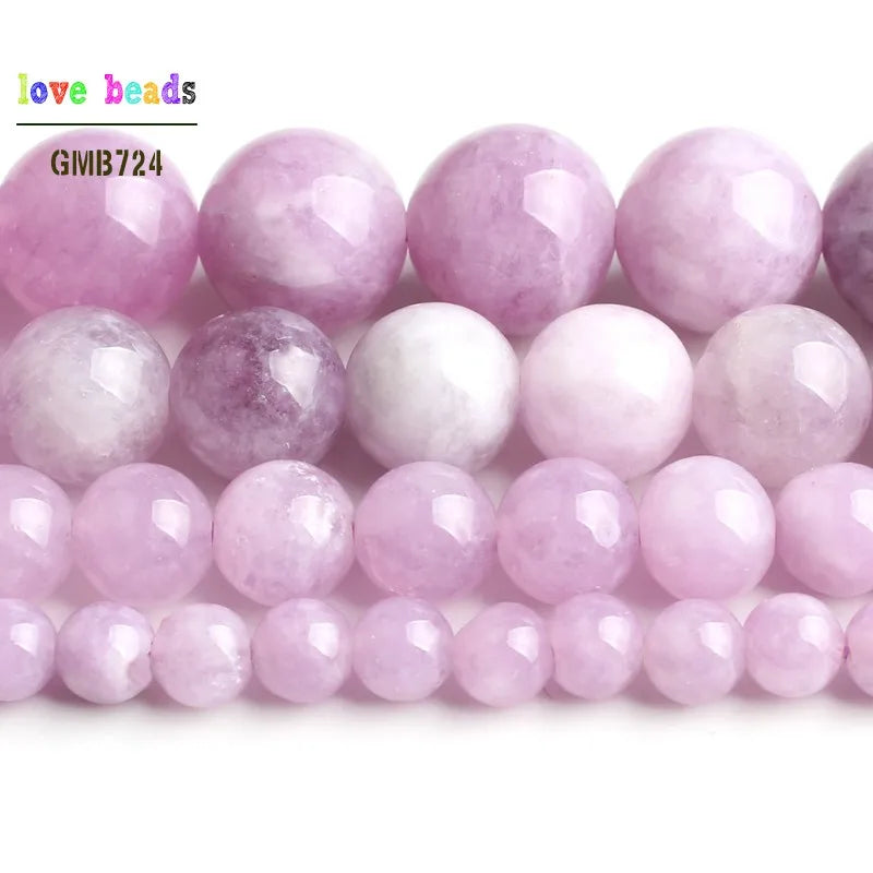 Stone Beads Purple Angelite Round Spodumene Strand for DIY Jewelry Making