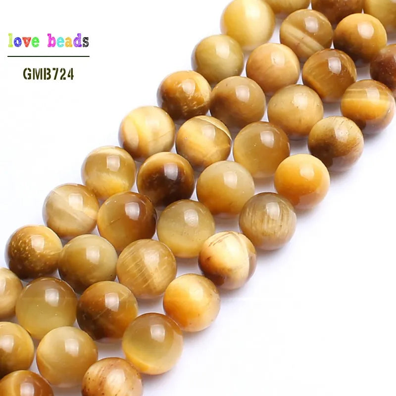 Stone Beads Morganite-Style Tiger Eye Jaspers-Style Round Bracelet Strand
