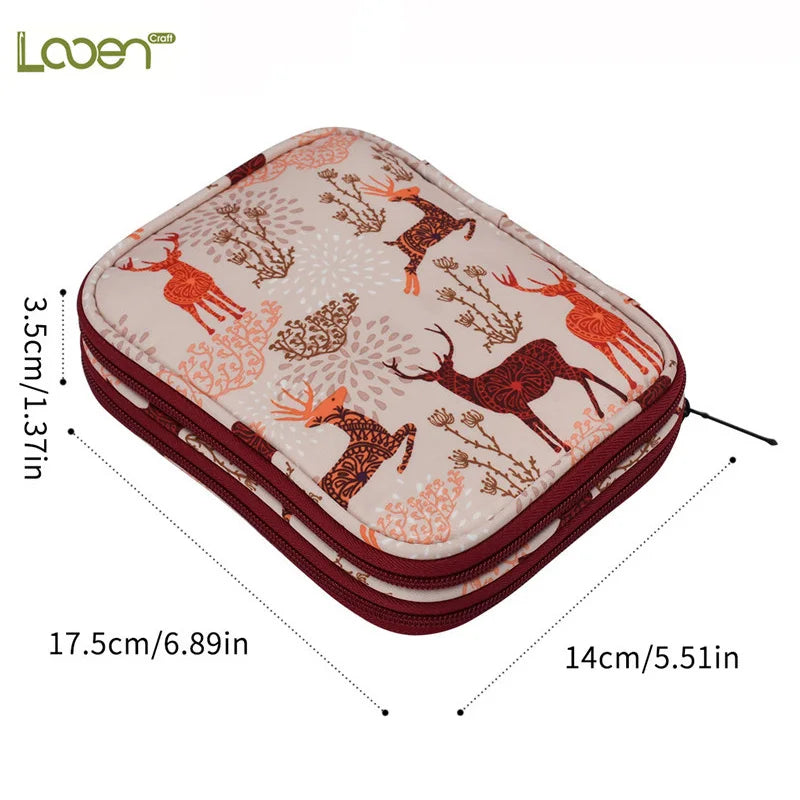 Crochet Hook Set with Animal Handles, Scissors & Craft Storage Bag