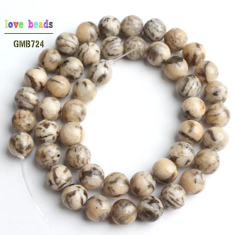 Stone Beads Round Sodium Feldspar-Style for DIY Jewelry Making Bracelet Supplies