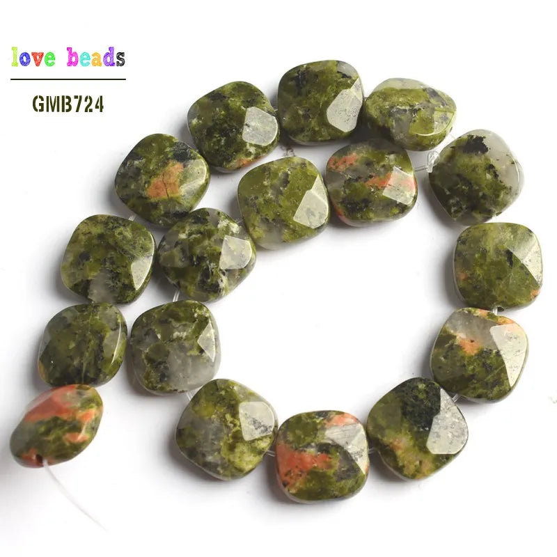 Stone Beads Faceted Turquoises-Style Agates Square Bracelet Strand Craft Beads