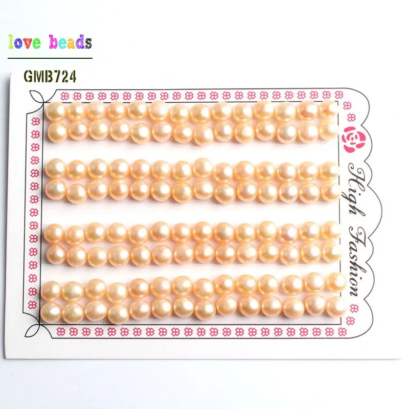 Pearl Beads Freshwater Button Half-Drilled Pairs for DIY Jewelry Making