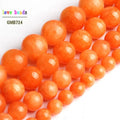 Stone Beads Orange Jades-Style Round Bracelet Strand for DIY Jewelry Making