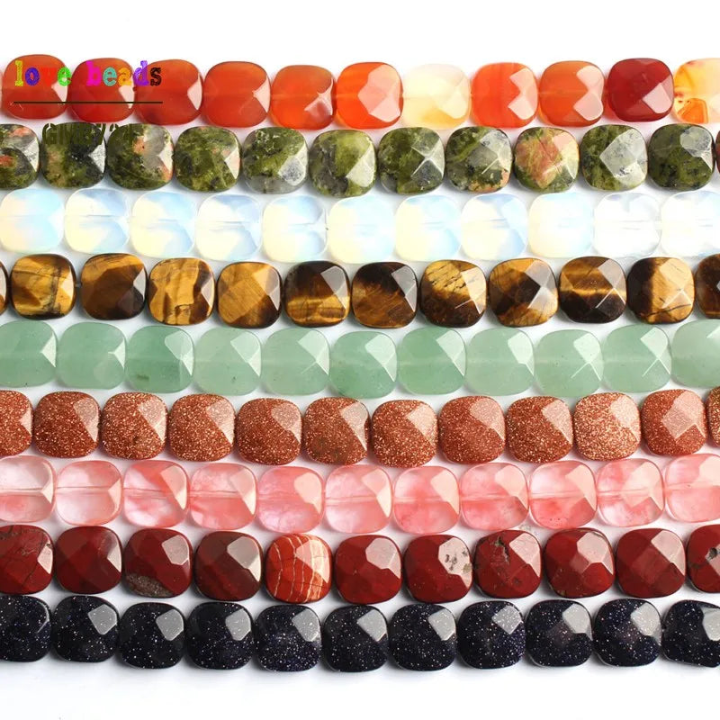 Stone Beads Faceted Turquoises-Style Agates Square Bracelet Strand Craft Beads