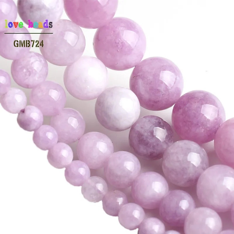 Stone Beads Purple Angelite Round Spodumene Strand for DIY Jewelry Making