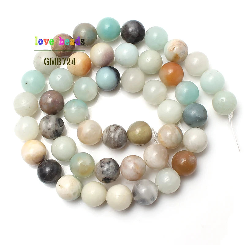 Stone Beads Colorful Round Amazonite-Style Spacers for DIY Jewelry Making