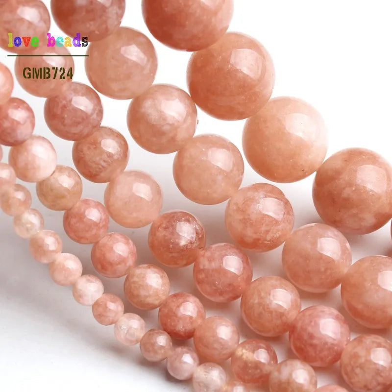 Stone Beads Round Nude Angelite Sunstone Styles for DIY Jewelry Making