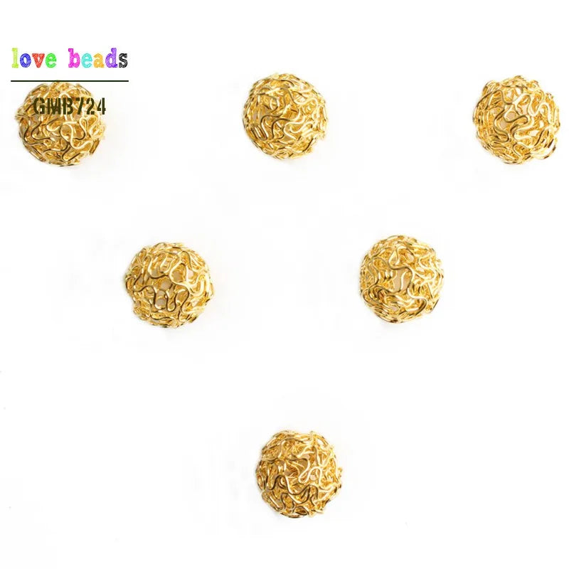 Metal Beads Hollow Twist Wire Balls Gold Silver Bronze for DIY Jewelry Making