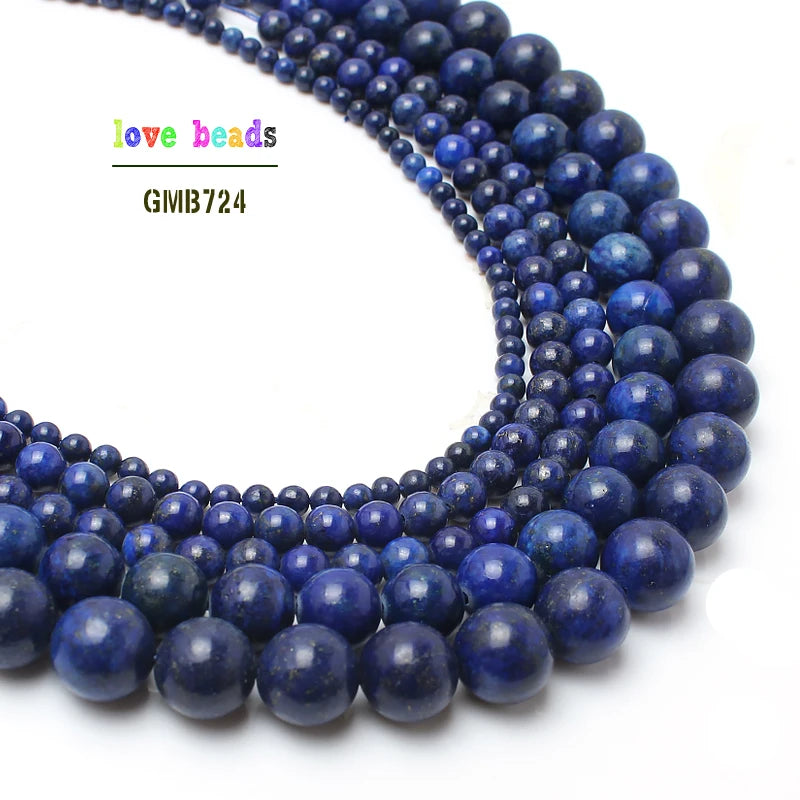 Stone Beads Lapis Lazuli Round Strand Necklace Bracelet-F00078 Bracelet Supplies