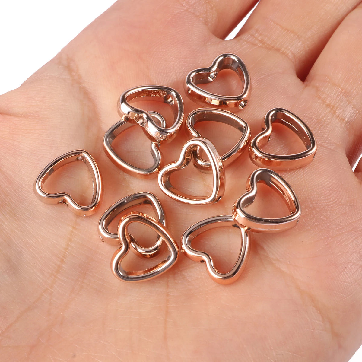 CCB Bead Frames Gold Color Heart Double-Hole for DIY Jewelry Making Craft Beads
