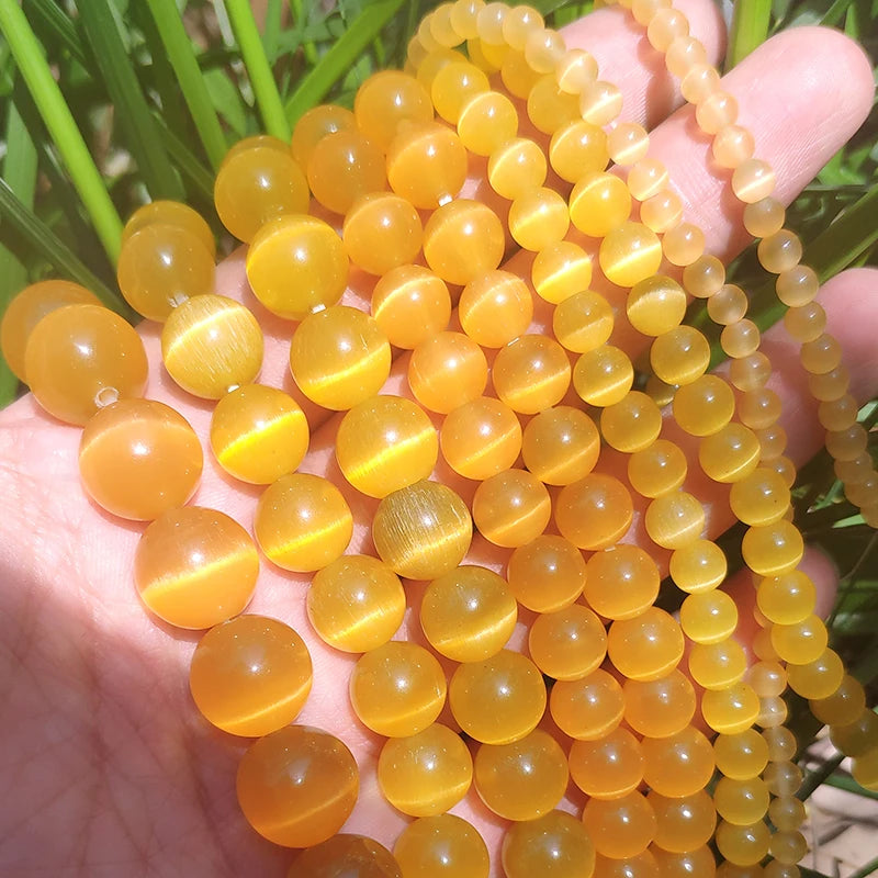 Glass Beads Round Cat Eye Opal-Style Mixed Colors for DIY Jewelry Making