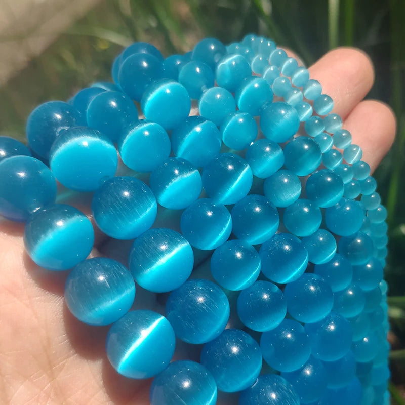 Glass Beads Round Cat Eye Opal-Style Mixed Colors for DIY Jewelry Making