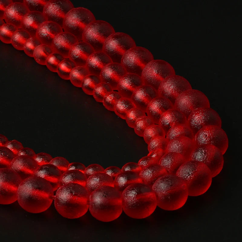 Glass Beads Matte Red Meteorite-Style Round for DIY Jewelry Making Craft Beads