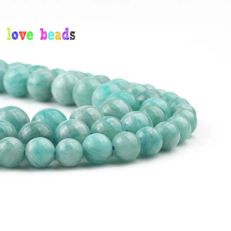 Stone Beads gem amazonite round strand for DIY Jewelry Making Bracelet Supplies