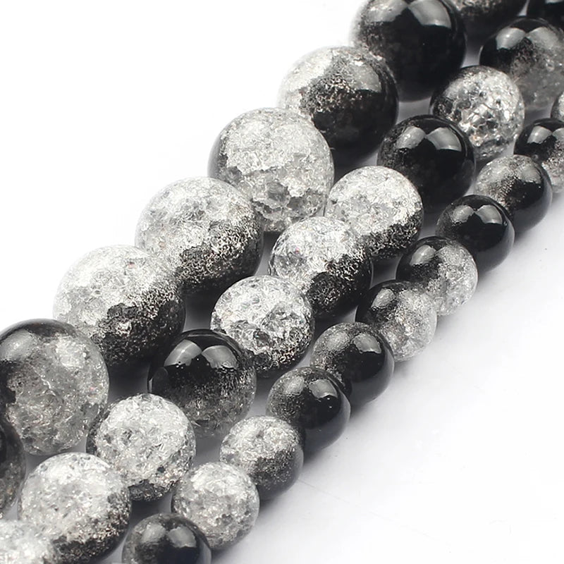 Stone Beads Round Multicolor Cracked Quartz-Style for DIY Jewelry Making