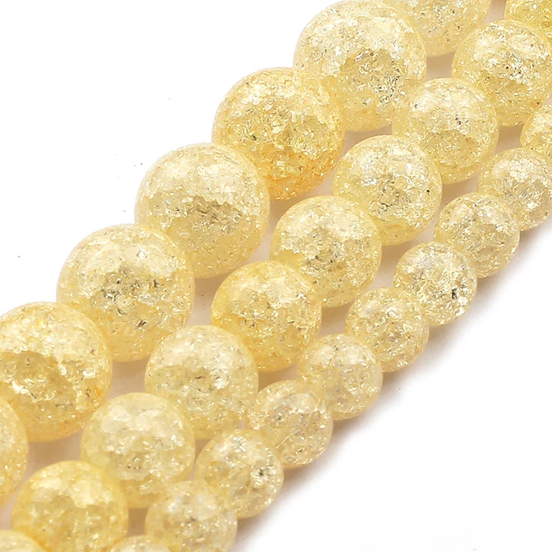 Stone Beads Round Multicolor Cracked Quartz-Style for DIY Jewelry Making