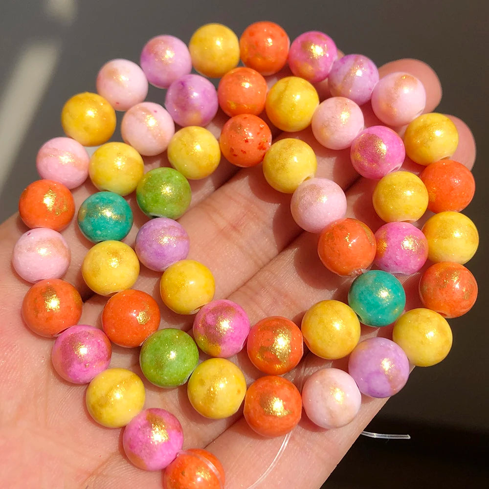 Stone Beads White Howlite-Style Gold-Tone Details for DIY Jewelry Making
