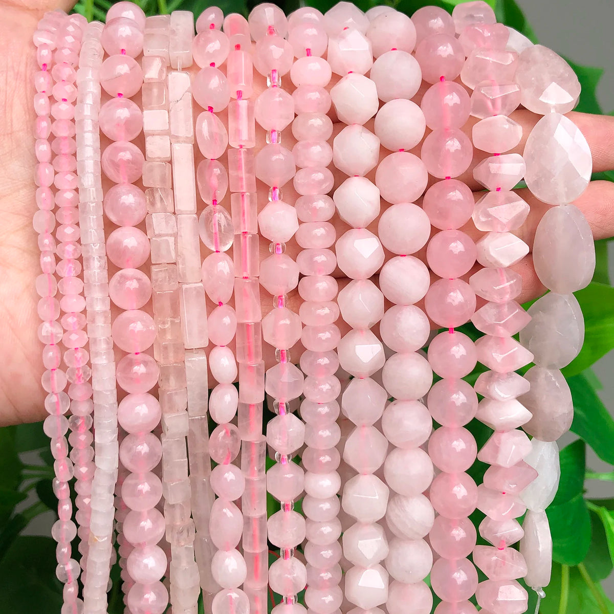Stone Beads Pink Rose Quartz-Style Mixed Shapes for DIY Jewelry Making
