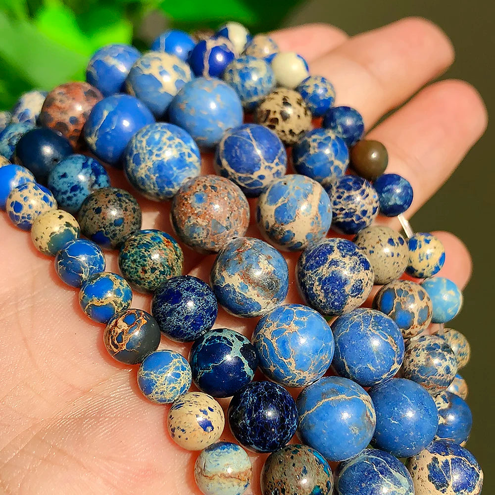 Stone Beads Matte Round Blue Howlite-Style for DIY Jewelry Making Craft Beads