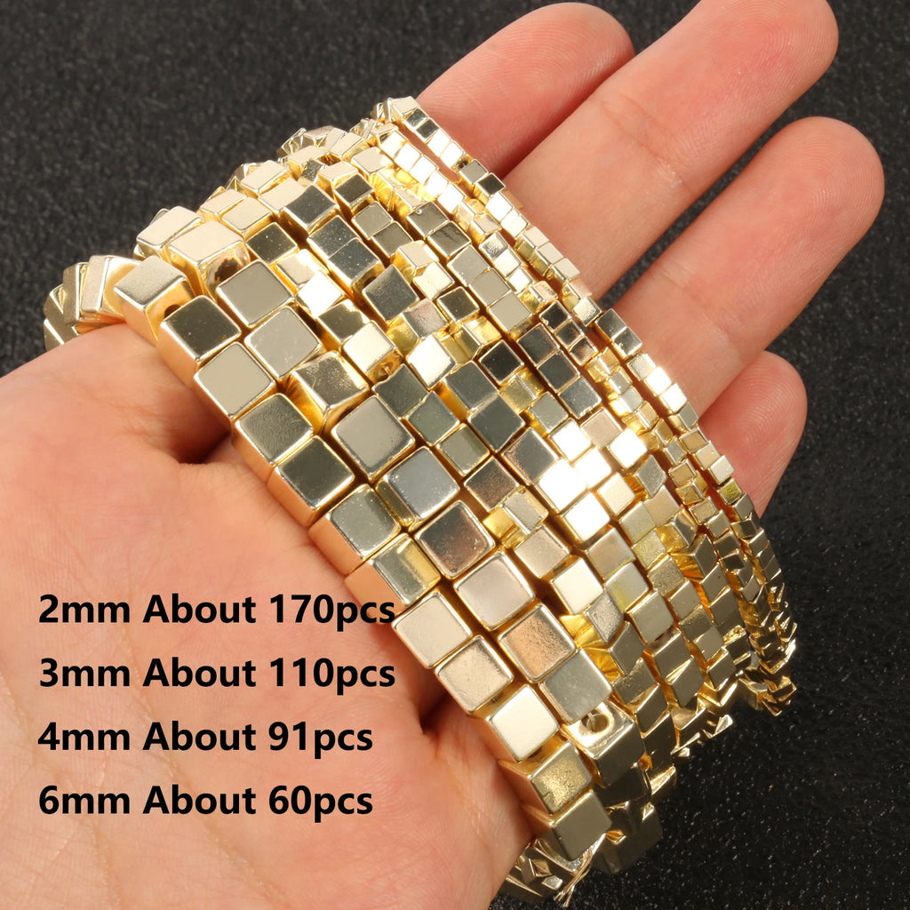 Stone Beads Gold-Tone Hematite-Style Cross Star Heart for DIY Jewelry Making