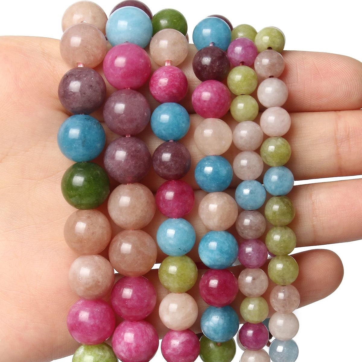 Stone Beads Round Jade Chalcedony Styles for DIY Jewelry Making Craft Beads