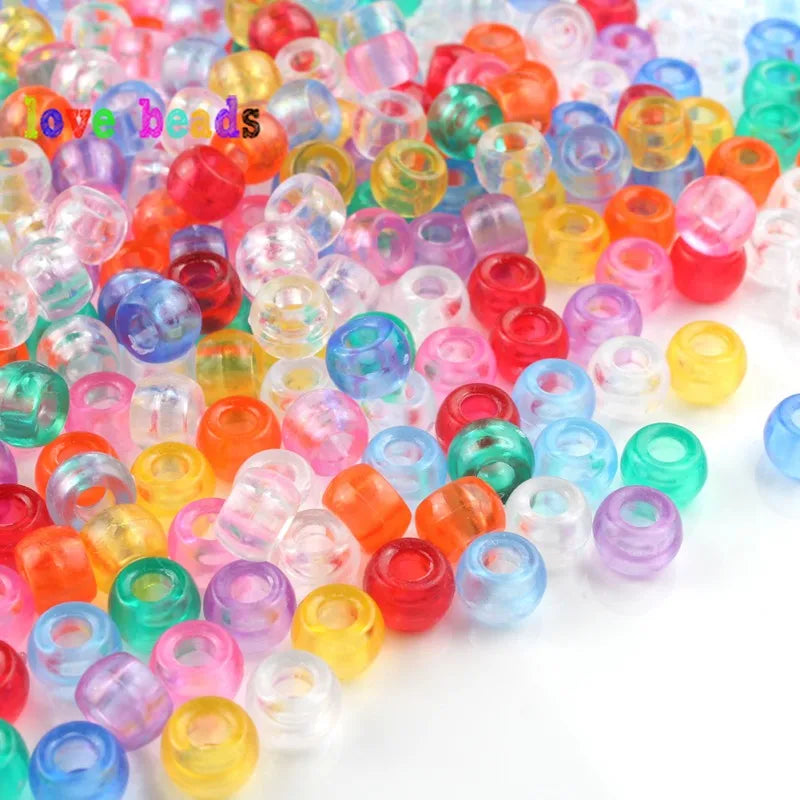 Acrylic Beads Clear Large-Hole Pony Craft Spacers for DIY Jewelry Making