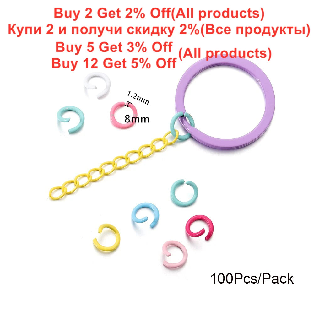 Jump Rings Colorful Metal Open Split Ring Connector DIY Jewelry Making