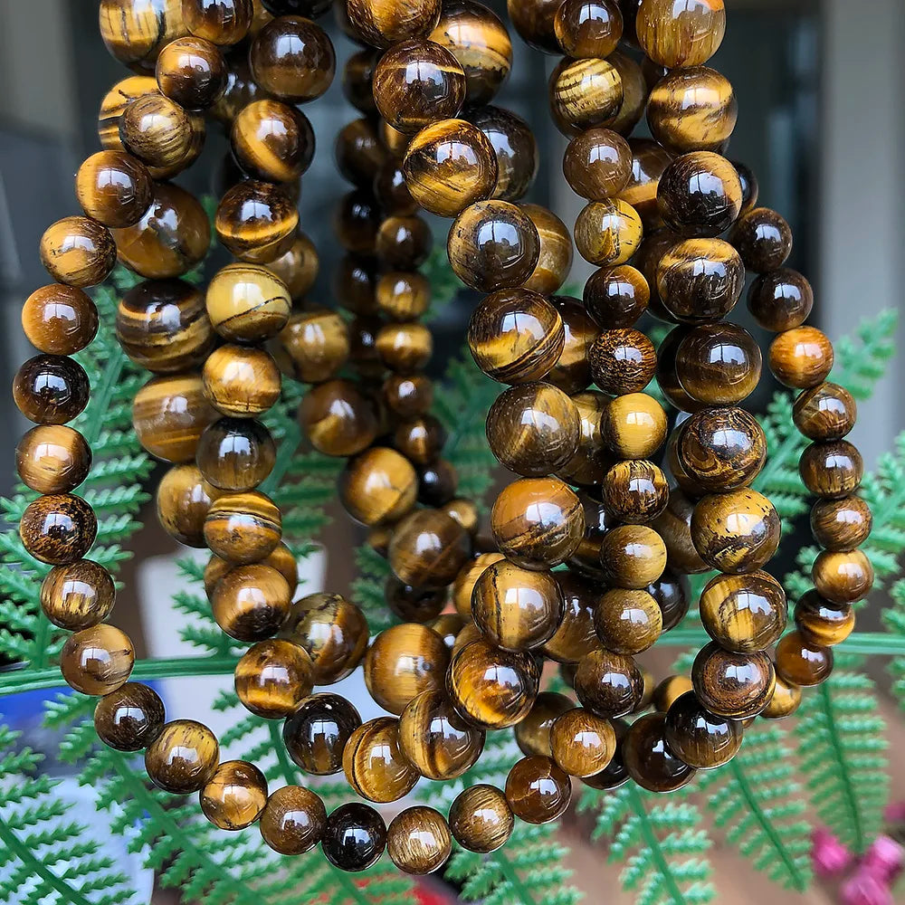 Stone Beads Round Yellow Tiger Eye for DIY Jewelry Making Bracelet Supplies