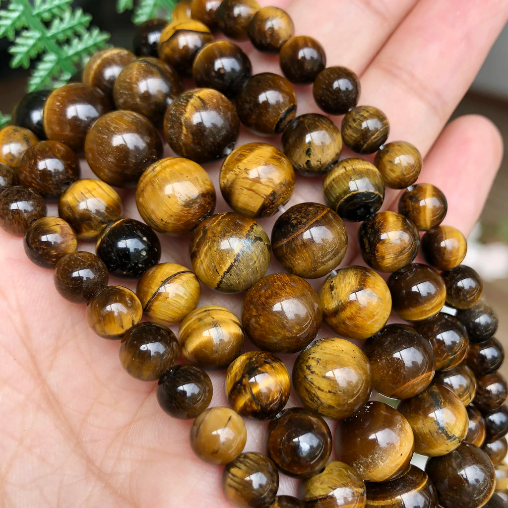 Stone Beads Round Yellow Tiger Eye for DIY Jewelry Making Bracelet Supplies