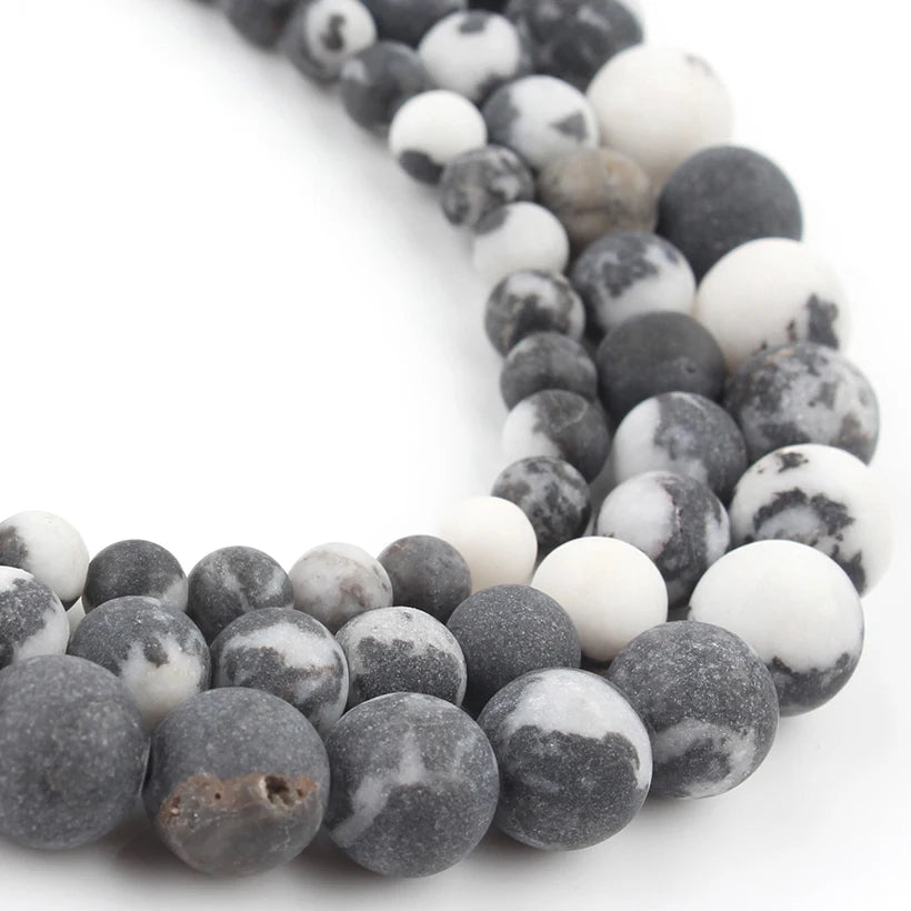 Stone Beads Matte Round Picasso Jasper Agate Styles for DIY Jewelry Making