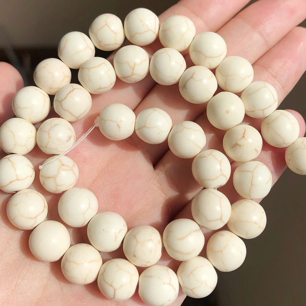 Stone Beads White Howlite-Style Round Spacers for DIY Jewelry Making Craft Beads