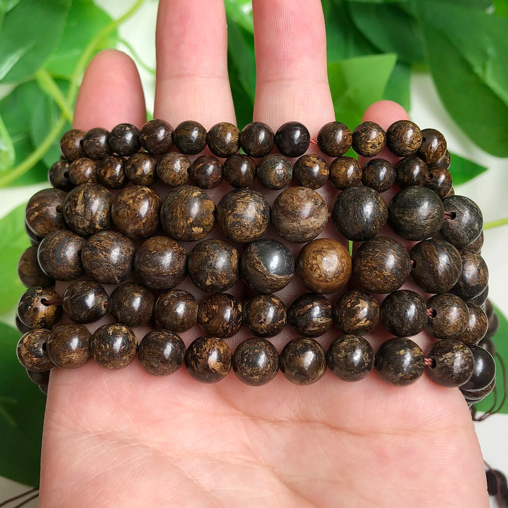 Stone Beads Round Brown Bronzite-Style Spacers for DIY Jewelry Making