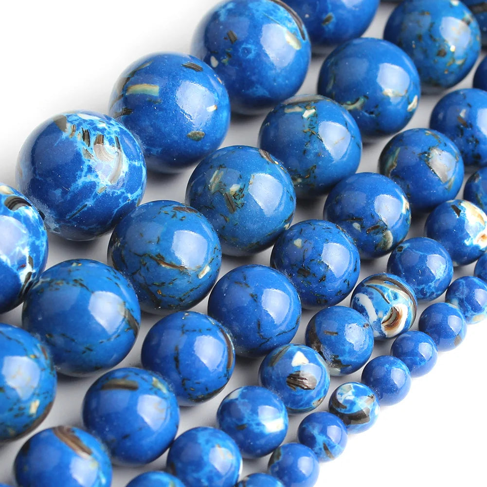 Stone Beads White Howlite-Style Gold-Tone Details for DIY Jewelry Making