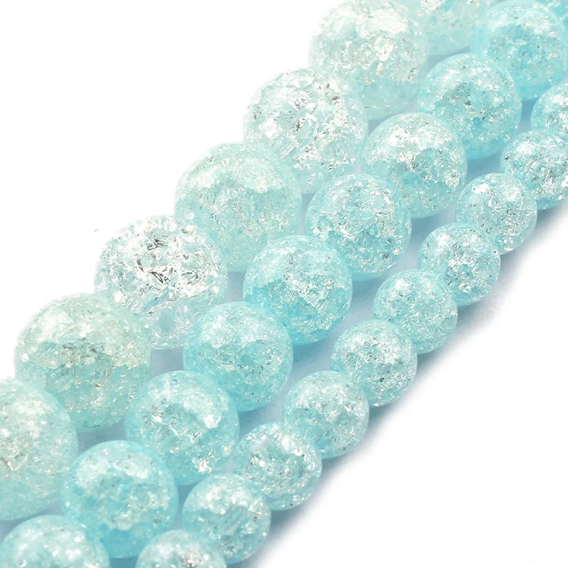 Stone Beads Round Multicolor Cracked Quartz-Style for DIY Jewelry Making